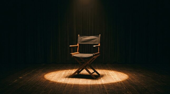 Empty chair spotlight stage performance