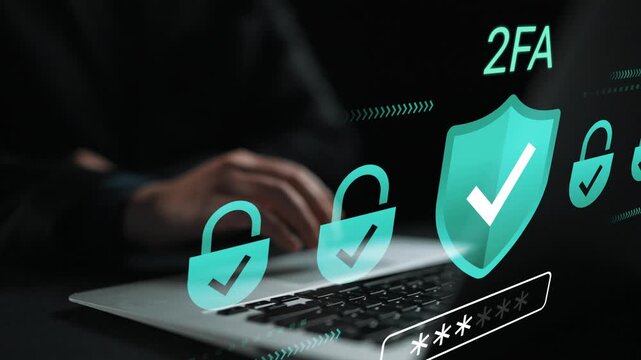 Concept of Two-Factor Authentication with Digital Security Elements on Laptop Keyboard in Dark Environment to Enhance Online Protection Gluon.