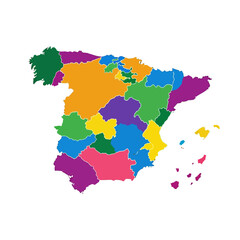 Fototapeta premium Colorful Spain Map Regions