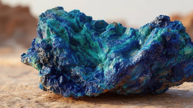 Raw Chrysocolla Gemstone with Vibrant Blue and Green Hues Displaying Intricate Natural Textures