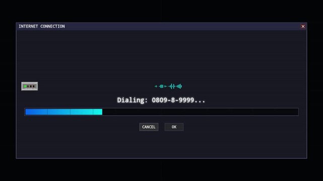 Retro Dial-up Internet Connection Progress Steps Sequence Set
