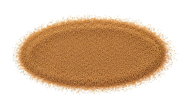Pile of granulated brown sugar texture isolated on white background for culinary and baking ingredient photography