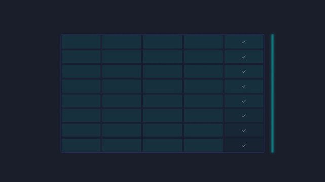 Automated Data Pipeline ETL Schema Validator with Electric Aqua Scanning Bar and Indigo Grid Columns in 4K Loop