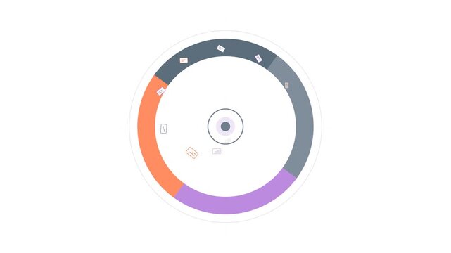 Enterprise Data Catalog Indexing Taxonomy Wheel Motion Graphic in Pastel Lavender Coral and Slate