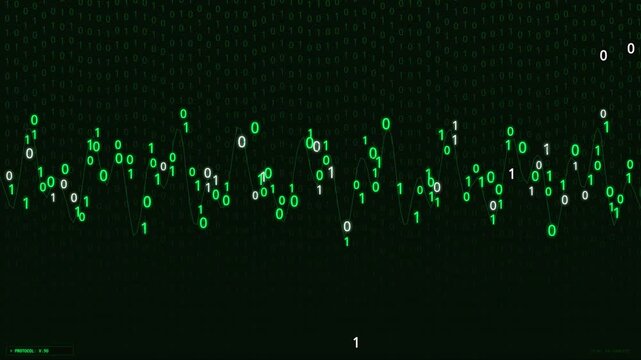 Digital Binary Code Matrix Stream Sequence Displaying Data Flow