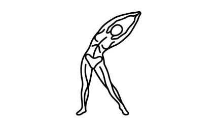 Fototapeta premium Person performing standing side bend stretch in minimalist line art
