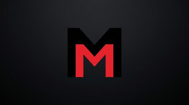 Bold red and black letter M logo modern monogram design for branding and corporate identity isolated on dark background
