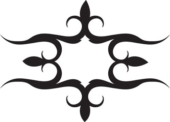 Tribal Fleur De Lis Frame Black Silhouette, Symmetrical Ornamental Border Vector Design © Muhammad Ali