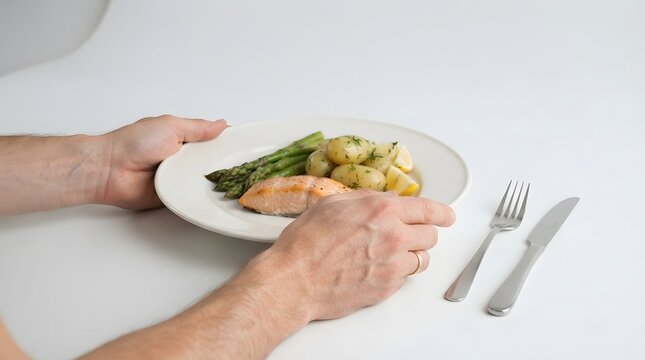 A person serving a plate with a healthy meal composed of grilled vegetables and grains highlighting nutritious eating and wellness lifestyle for health conscious individuals