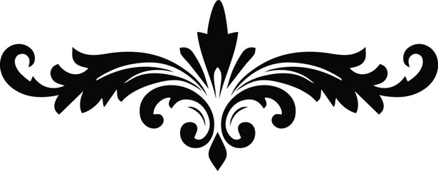 Ornamental Fleur De Lis Divider Black Silhouette, Vintage Flourish Decorative Vector Design © Muhammad Ali