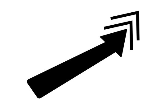 Black diagonal arrow pointing up with double line for growth and progress concept