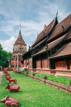 Ancient architecture of Wat Lok Moli in Chiang Mai Old City, Thailand