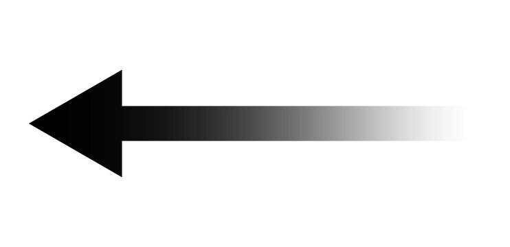 Black arrow pointing left with gradient fade effect for direction and pointer design