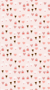 Cute heart pattern with locks and chocolate drips