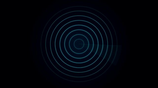 Futuristic Radar Screen Animation with Neon Cyan Sonar Scan Loop