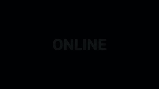 Animated Digital Status Text Collection with Beep Error Loading Offline Online Sync New Sale and Discount Effects on Black Background