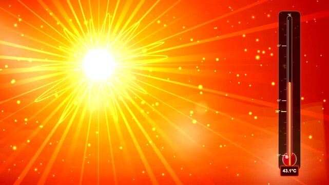 Extreme Heat Wave Over 50C with Blazing Sun Rays and Rising Thermometer