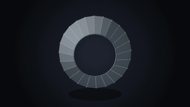 Abstract mesh morphing sphere into various geometric shapes on dark background loop video.
