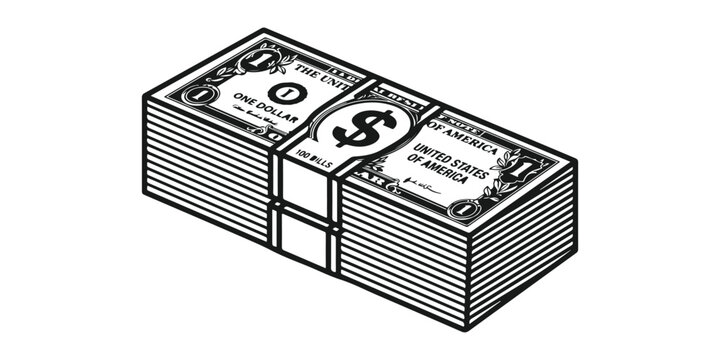 Stack of one hundred dollar bills isolated