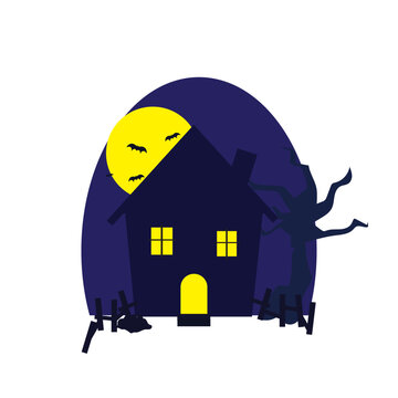 Spooky Halloween Haunted House Castle Vector Isolated Graphic Element