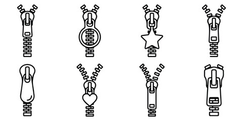 Set of zipper icons for clothing and accessories © MDANISUR