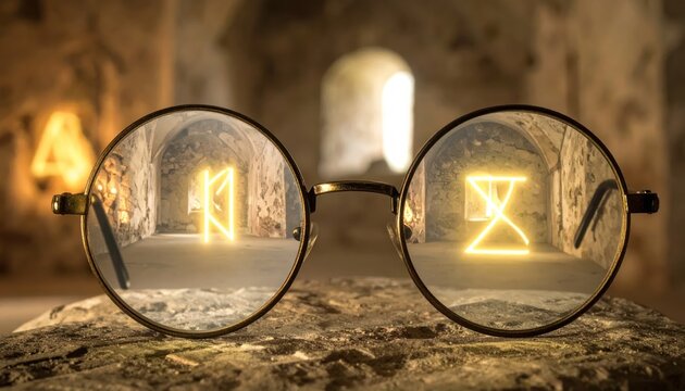 Glasses with bright tunnel vision perspective.