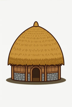 Honai traditional Dani round hut, Papua Indonesia, flat vector illustration
