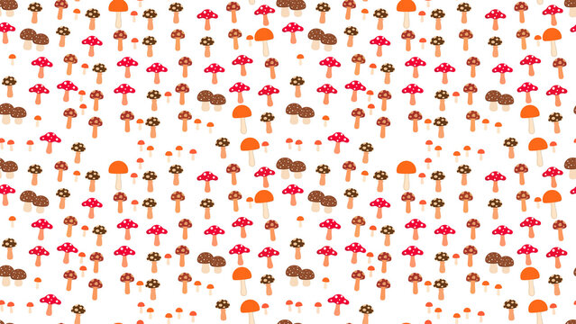 Seamless cartoon mushroom pattern