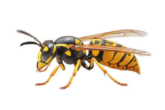 Detailed Yellow Jacket Wasp Illustration on White Background