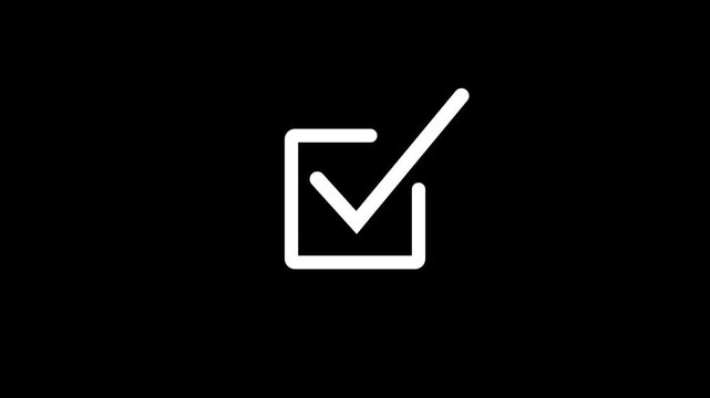 Minimalist checkmark animation on black background, smooth motion for ui and ux projects tick