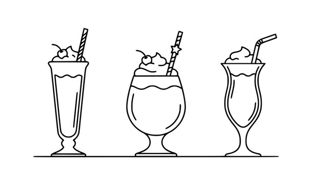 SEO Title: Vintage Milkshake Glasses Outline Collection