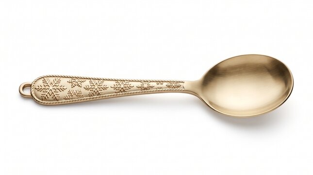Decorative golden teaspoon with ornate embossed handle gold spoon metal spoon