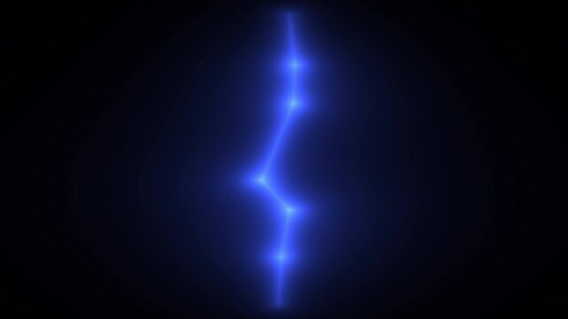 Electric Plasma Arc Discharge Flashing on Black Background, Blue Energy Beam Seamless Loop