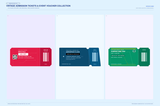 Collection of vintage admission tickets and event vouchers
