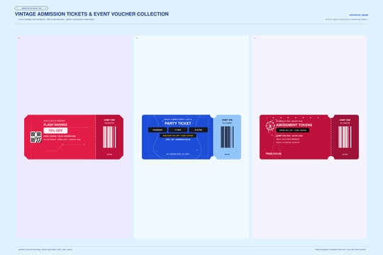Collection of three event tickets and flash savings vouchers