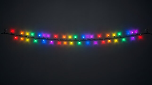 Vibrant colorful string lights glow brightly against a dark backdrop establishing a cheerful and celebratory mood perfect for special occasions and festivities