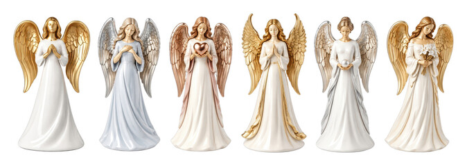 Fototapeta premium PNG Angelic figurines collection elegant heavenly guardians