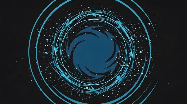 An abstract digital vortex of swirling blue and teal light against a dark backdrop symbolizes data transmission and modern technological innovation concepts