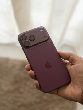 iPhone 18 Pro Max in Elegant Burgundy Colour Showcased in hand in Bangalore, India, on October 04, 2026