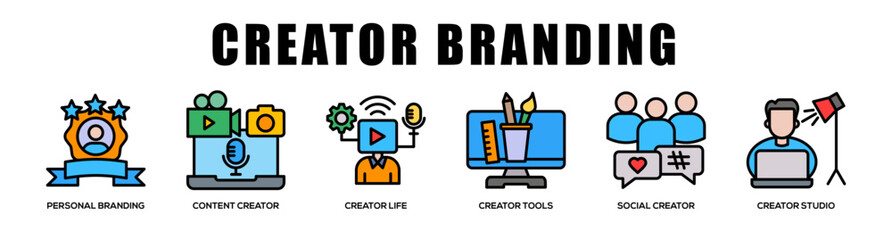 Fototapeta premium Creator Branding web banner icon illustration concept