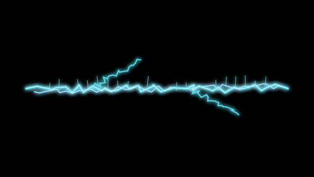 lightning electricity electric bolt spark glowing with neon blue energy effect on black background
