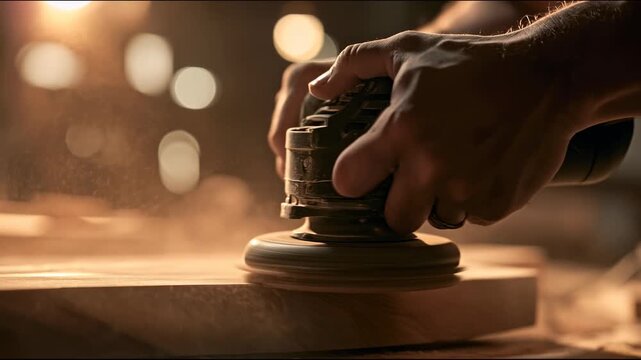 Craftsman pressing embossing stamp on leather creating decorative