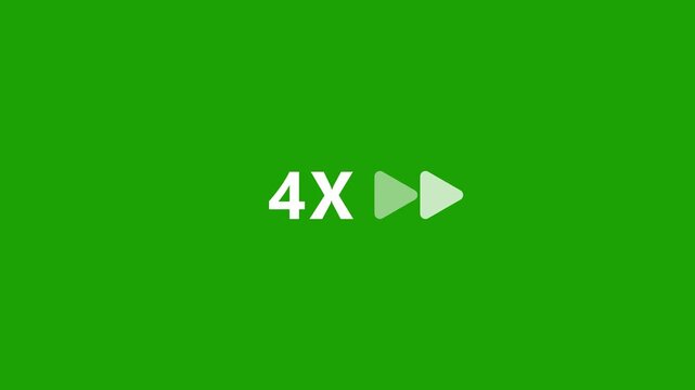 4x Speed Fast onwards Icon Loop Animation on green screen.4k video animation.