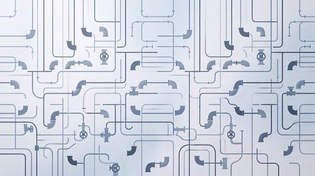 Abstract Blue Plumbing Pipe Network Technical Background