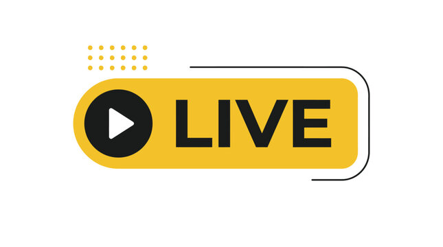 Live broadcast play button graphic for streaming events 