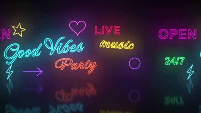 Neon Signs Good Vibes Party Wall Seamless Loop