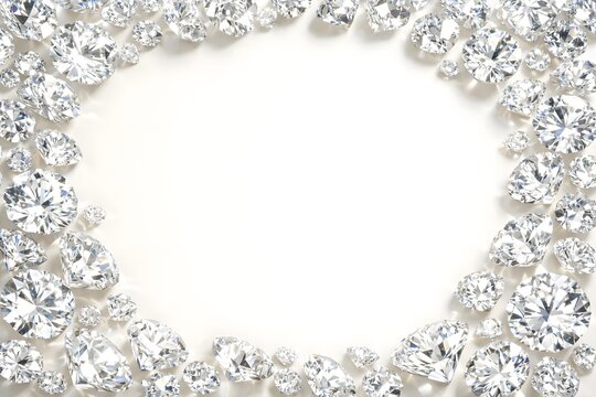 elegant white luxury background with sparkling gemstones and copy space