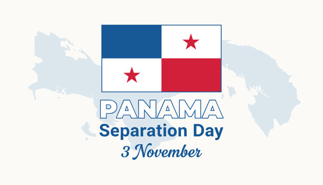 Panama separation day national holiday banner with flag and map silhouette on a cream background.