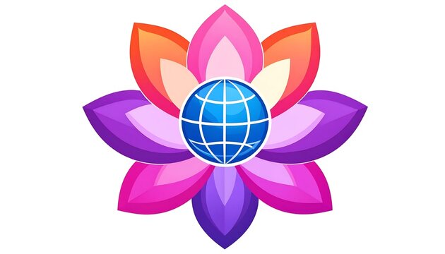 Vibrant abstract 3D geometric flower with gradient petals.