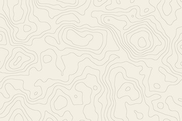 Abstract topographic contour map lines on a light beige background © Secret